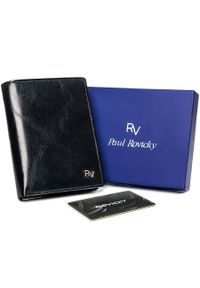 ROVICKY - Portfel męski czarny Rovicky RV-7870-8602 BLACK. Kolor: czarny. Materiał: skóra