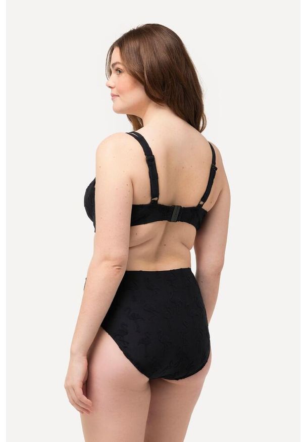 ULLA POPKEN - Damskie Bikini flamingi miękkie miseczki miseczka D fiszbiny. Kolekcja: plus size. Kolor: czarny. Materiał: poliester, elastan, poliamid, materiał