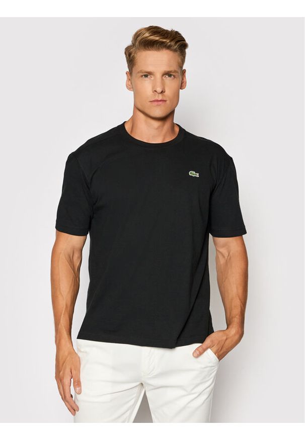 Lacoste T-Shirt TH7618 Czarny Regular Fit. Kolor: czarny. Materiał: syntetyk