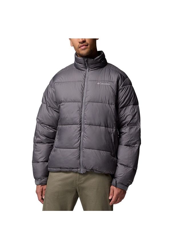 columbia - Kurtka męska Columbia Pike Lake II 2050941026 - szara. Kolor: szary. Materiał: poliester, puch, syntetyk. Technologia: Omni-Heat (Columbia). Wzór: aplikacja. Sezon: zima