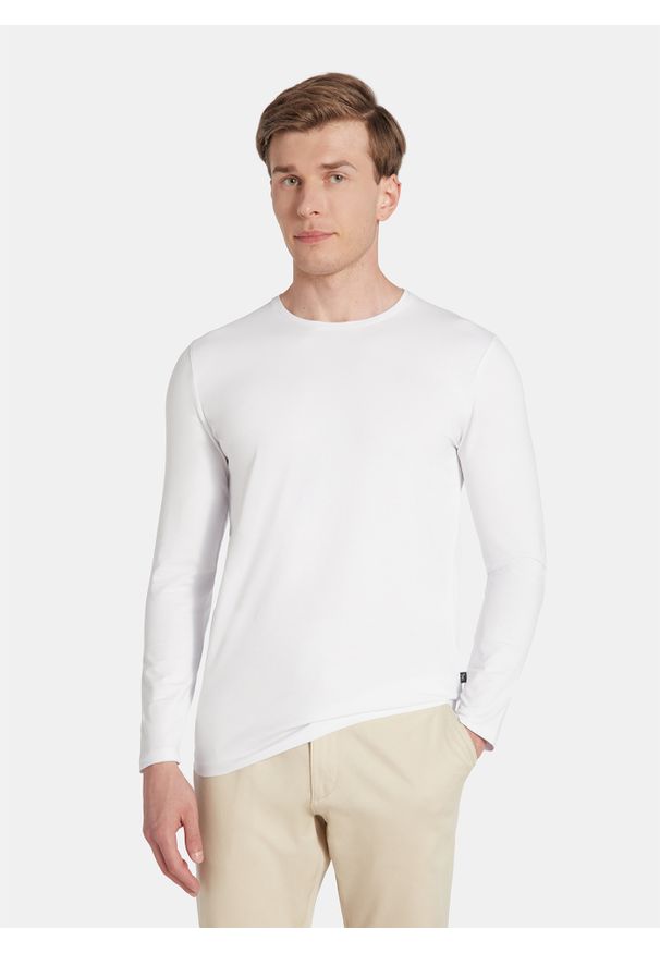 Pako Lorente - PAKO LORENTE – Longsleeve męski w kolorze białym. Kolor: czarny, biały, niebieski. Materiał: elastan, bawełna. Długość rękawa: długi rękaw. Długość: długie