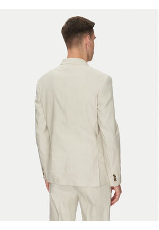 Calvin Klein Marynarka K10K114388 Beżowy Slim Fit. Kolor: beżowy. Materiał: len