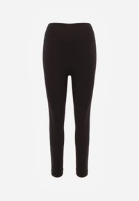 Born2be - Brązowe Legginsy z Wysokim Stanem z Modelującymi Wstawkami Onorata. Okazja: na co dzień. Stan: podwyższony. Kolor: brązowy. Materiał: prążkowany. Długość: krótkie. Styl: casual #2