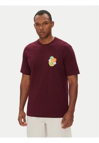 Adidas - adidas T-Shirt JW2976 Bordowy Loose Fit. Kolor: czerwony. Materiał: bawełna