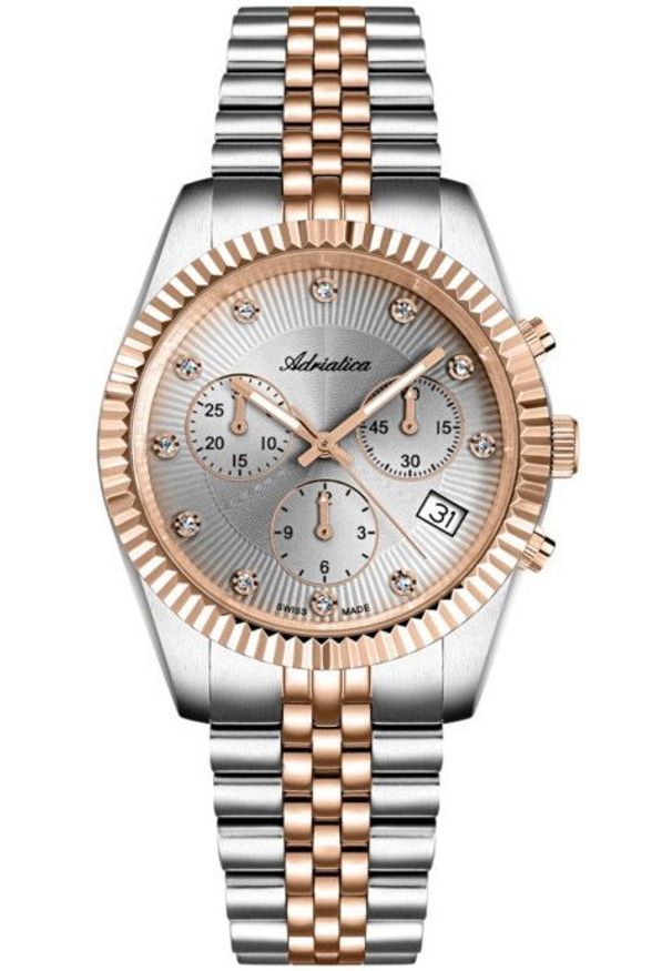 Zegarek damski Adriatica A3809.R1R7CH CYRKONIE srebrny. Kolor: srebrny