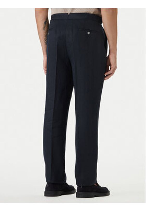 BOSS Spodnie materiałowe H-Perino 50563231 Granatowy Relaxed Fit. Kolor: niebieski. Materiał: len