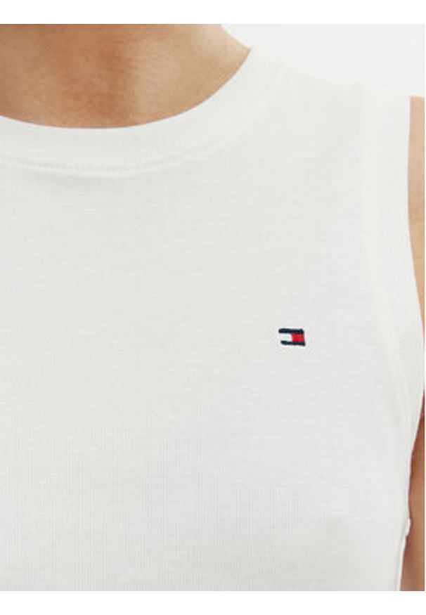 TOMMY HILFIGER - Tommy Hilfiger Top WW0WW47806 Écru Slim Fit. Kolor: kremowy. Materiał: bawełna