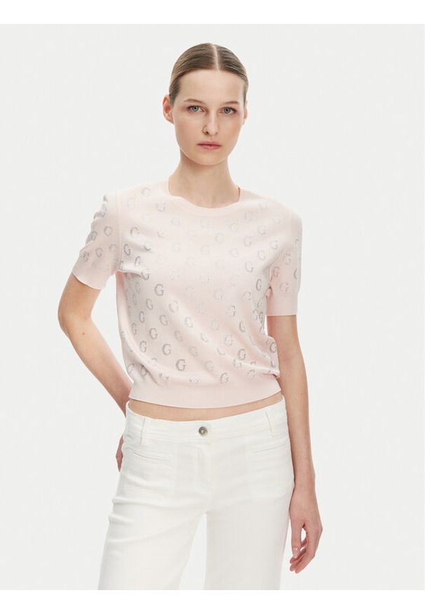Guess Sweter W5GR05 Z3D60 Różowy Regular Fit. Kolor: różowy. Materiał: wiskoza