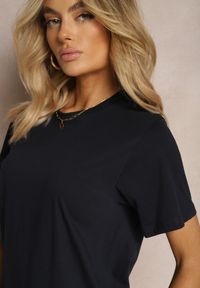 Renee - Granatowa Casualowa Koszulka z Bawełny z Krótkim Rękawem Virdula. Okazja: na co dzień. Kolor: niebieski. Materiał: bawełna. Długość rękawa: krótki rękaw. Długość: krótkie. Styl: casual #3