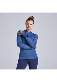 KIPRUN - Bluza do biegania damska Kiprun Warm Light cienka ocieplana. Kolor: niebieski. Materiał: materiał, poliester, elastan. Sezon: zima. Sport: fitness #1