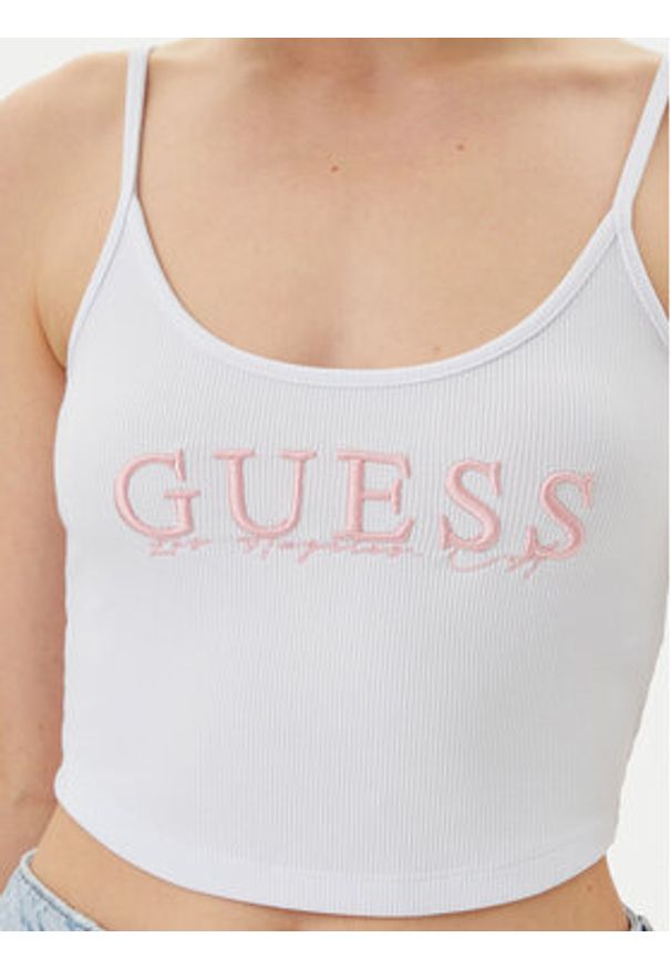Guess Top V5GP16 K8RT2 Biały Regular Fit. Kolor: biały. Materiał: wiskoza