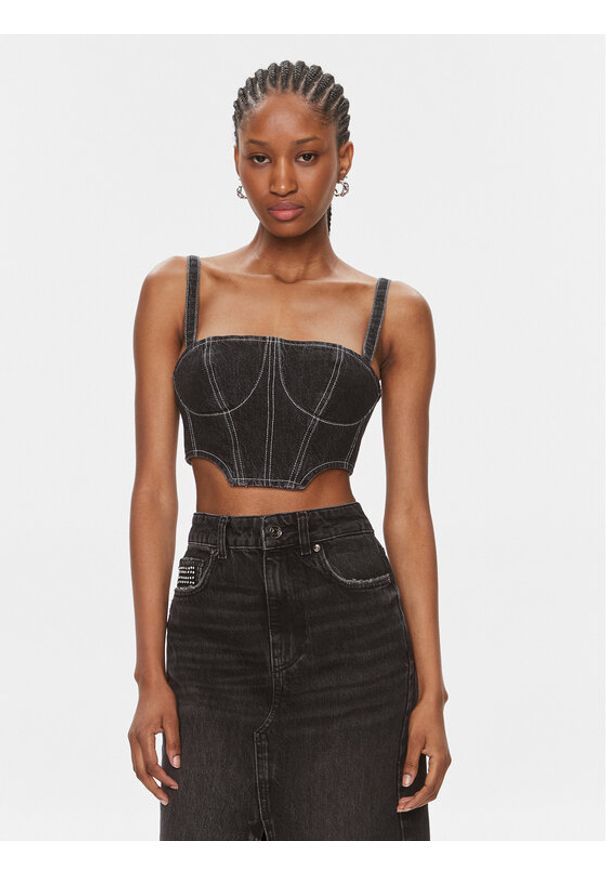 Karl Lagerfeld Jeans Top 240J1600 Czarny Slim Fit. Kolor: czarny. Materiał: bawełna