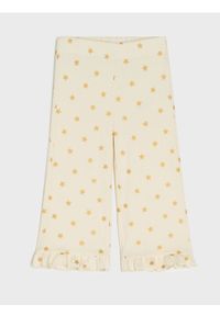 Sinsay - Prążkowane spodnie wide leg - kremowy. Kolor: kremowy. Materiał: prążkowany #1