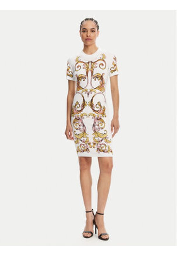 Versace Jeans Couture Sukienka codzienna 78HAO9P9 Biały Slim Fit. Okazja: na co dzień. Kolor: biały. Materiał: bawełna. Typ sukienki: proste. Styl: casual