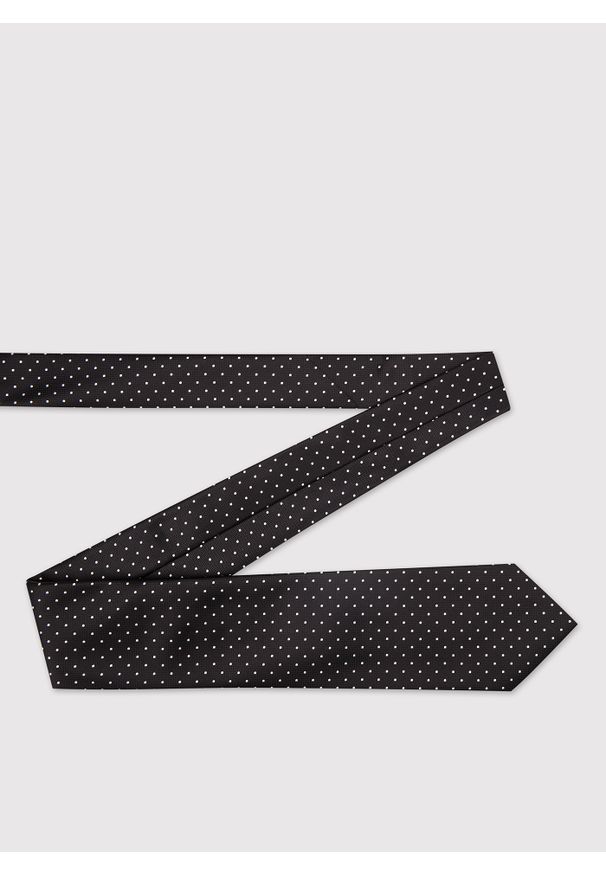 Pako Lorente - PAKO LORENTE - Czarny krawat męski w kropki. Kolor: czarny. Materiał: poliester. Wzór: kropki