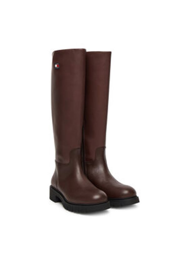 Tommy Jeans Kozaki Tjw Stretchy Long Shaft Boot EN0EN02828 Brązowy. Kolor: brązowy. Materiał: skóra