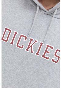 Dickies bluza bawełniana męska kolor szary z kapturem z nadrukiem. Typ kołnierza: kaptur. Kolor: szary. Materiał: bawełna. Wzór: nadruk #3