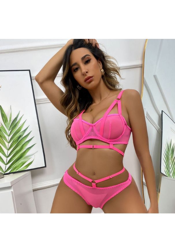 Intica - Komplet bielizny harness elegancki design i wygoda Miley. Kolor: biały. Materiał: materiał