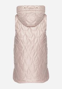 Born2be - Beżowa Długa Kamizelka z Pikowaniem i Ozdobnymi Suwakami Desilla. Okazja: na co dzień. Kolor: beżowy. Materiał: jeans. Długość: długie. Styl: casual #2