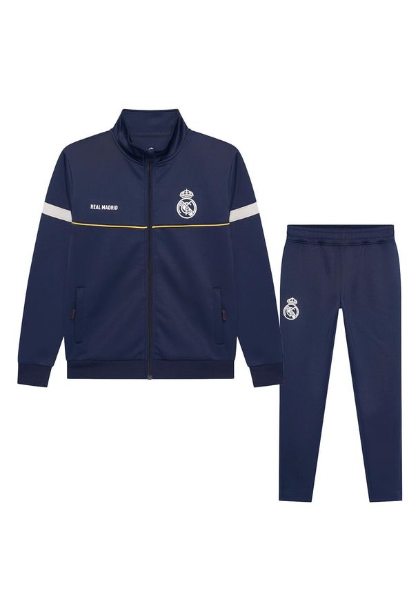 Dres treningowy Real Madrid dla dzieci 25/26 - granatowy. Kolor: wielokolorowy. Materiał: dresówka. Styl: sportowy