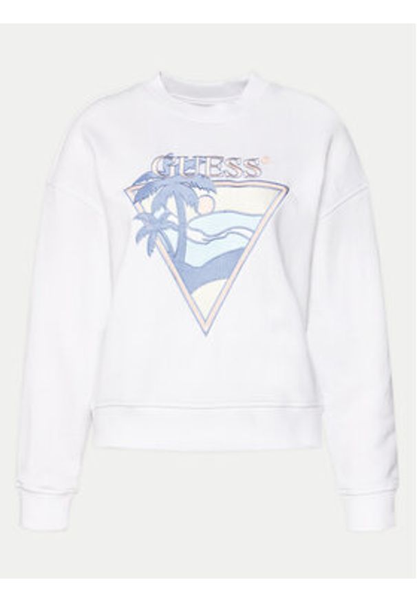 Guess Bluza W4GQ11 KBK32 Biały Relaxed Fit. Kolor: biały. Materiał: syntetyk