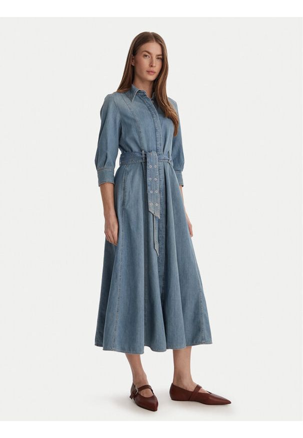 Marella Sukienka jeansowa Giambo 2613221024 Niebieski Regular Fit. Kolor: niebieski. Materiał: bawełna