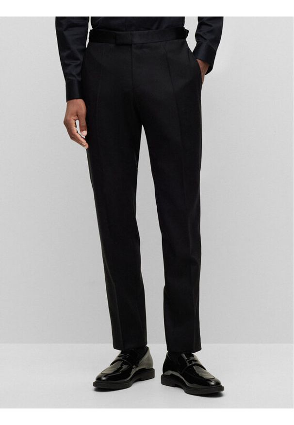 BOSS - Boss Spodnie garniturowe H-Genius 50485347 Czarny Regular Fit. Kolor: czarny. Materiał: wełna
