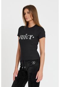 Juicy Couture - JUICY COUTURE Czarny damski t-shirt Ryder Rodeo Fitted, Rozmiar S. Kolor: czarny