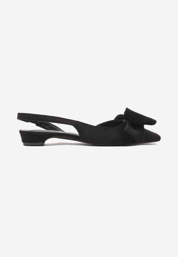 Renee - Czarne Sandały na Płaskiej Podeszwie Slingback z Kokardą Leavindra. Okazja: na co dzień. Kolor: czarny. Materiał: jeans. Wzór: motyw zwierzęcy. Obcas: na płaskiej podeszwie. Styl: elegancki, casual