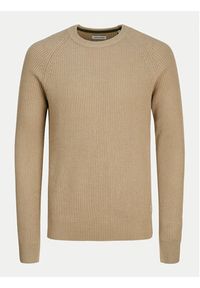 Jack & Jones Sweter Pannel 12258471 Beżowy Regular Fit. Kolor: beżowy. Materiał: bawełna #6