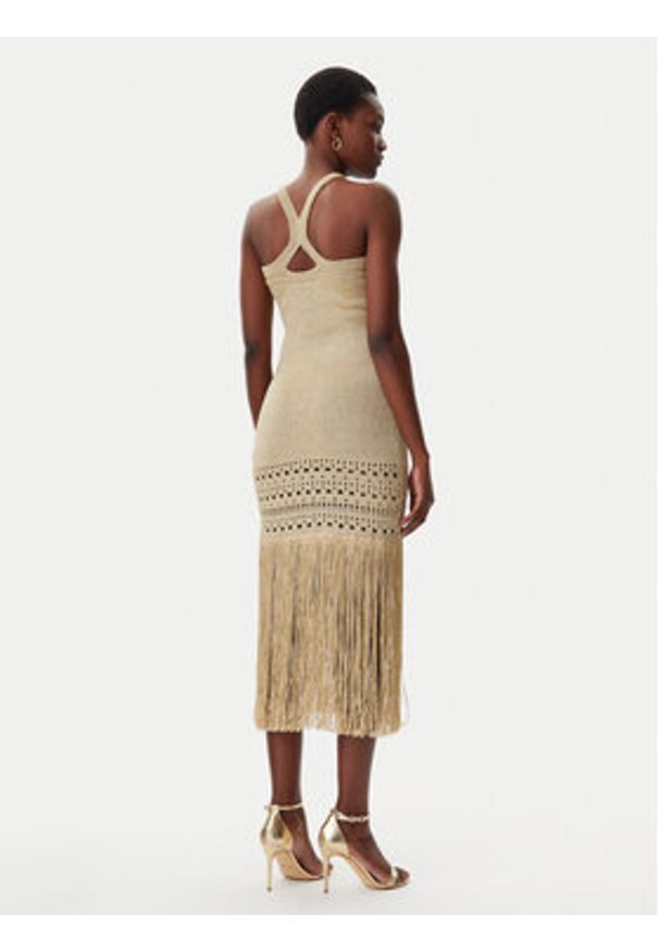 SIMONA CORSELLINI - Simona Corsellini Sukienka dzianinowa P25CPABO0401 Beżowy Slim Fit. Kolor: beżowy. Materiał: wiskoza