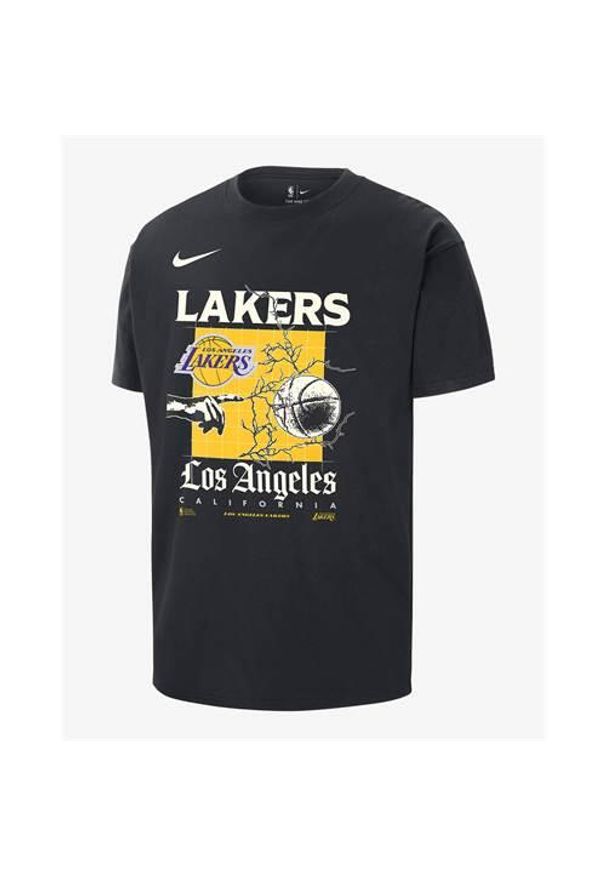 Koszulka sportowa męska Nike Los Angeles Lakers Courtside. Kolor: czarny. Długość rękawa: krótki rękaw. Długość: krótkie