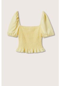 mango - Mango t-shirt bawełniany Gomas kolor żółty. Kolor: żółty. Materiał: bawełna. Długość rękawa: krótki rękaw. Długość: krótkie #2