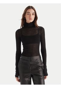 Patrizia Pepe Bluzka 2K0347/K034-K103 Czarny Slim Fit. Kolor: czarny. Materiał: wełna