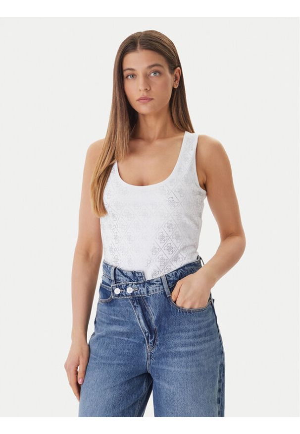 Guess Top W6GP10 K2932 Biały Regular Fit. Kolor: biały. Materiał: bawełna