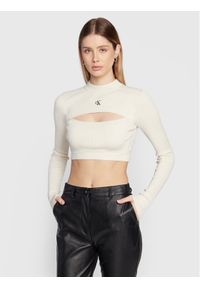 Calvin Klein Jeans Sweter J20J220446 Écru Slim Fit. Materiał: lyocell #1