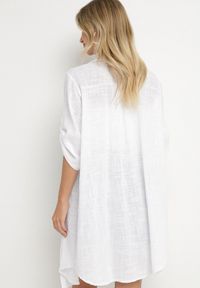 Born2be - Biała Bawełniana Koszula Oversize Savirise. Okazja: na co dzień. Kolor: biały. Materiał: bawełna. Styl: klasyczny, elegancki, casual #5