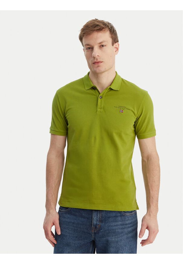 Napapijri Polo Elbas NP0A4GDL Zielony Regular Fit. Typ kołnierza: polo. Kolor: zielony. Materiał: bawełna