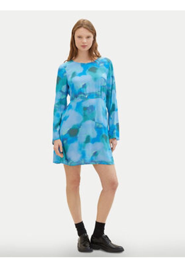 Tom Tailor Denim Sukienka letnia 1040643 Niebieski Slim Fit. Kolor: niebieski. Materiał: wiskoza. Sezon: lato