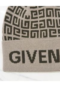 Givenchy - GIVENCHY - Wełniana czapka beanie z logo. Kolor: zielony. Materiał: wełna. Wzór: napisy #3