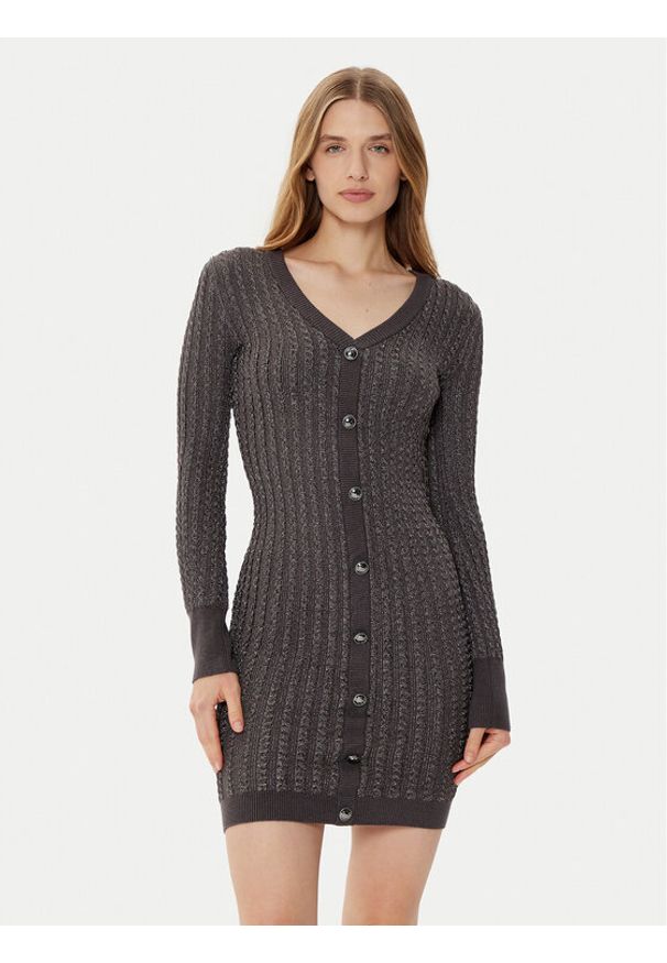 Guess Sukienka dzianinowa W5RK09 Z3KT0 Szary Bodycon Fit. Kolor: szary. Materiał: wiskoza. Typ sukienki: bodycon