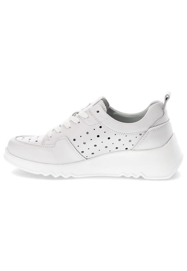 Białe Półbuty S.Barski Modne Obuwie Damskie. Kolor: biały. Materiał: skóra. Obcas: na platformie. Sport: turystyka piesza