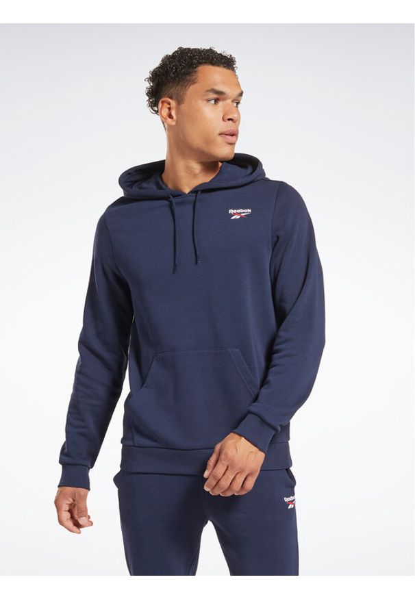 Reebok Bluza Identity Logo HA9274 Granatowy Regular Fit. Kolor: niebieski. Materiał: bawełna