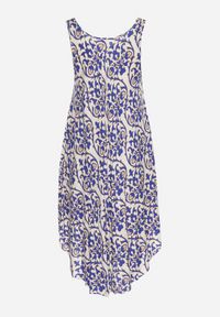 Born2be - Niebieska Bawełniana Sukienka Rozkloszowana w Abstrakcyjny Wzór Natiliana. Okazja: na co dzień. Kolor: niebieski. Materiał: bawełna. Sezon: lato. Styl: casual #4