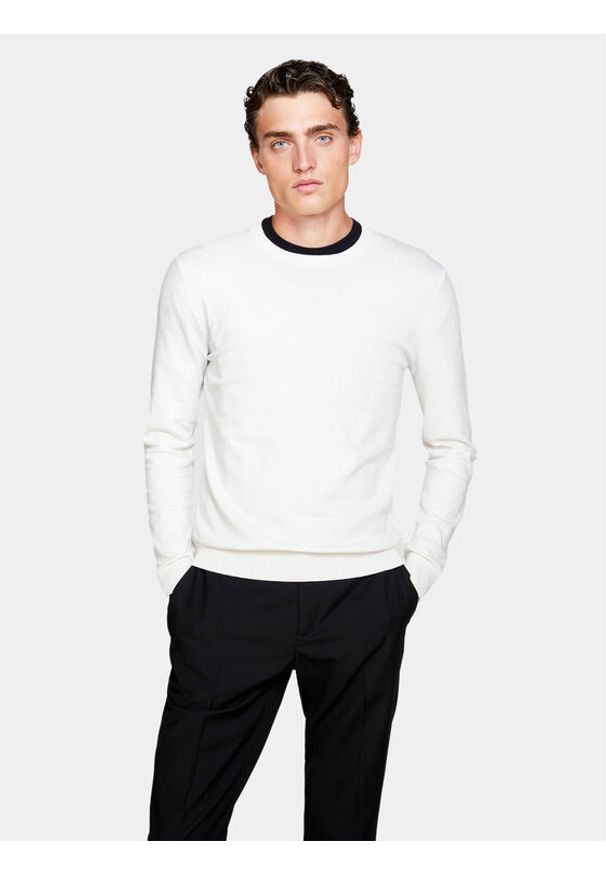 Sisley Sweter 10F2S1C78 Beżowy Slim Fit. Kolor: beżowy. Materiał: bawełna