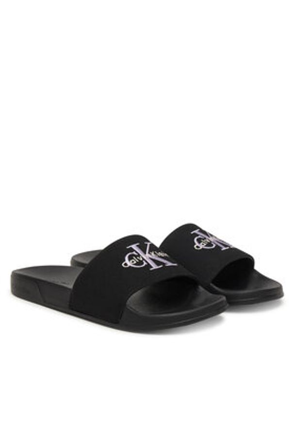 Calvin Klein Klapki Ess Slide Cv HW0HW02958 Czarny. Kolor: czarny. Materiał: materiał