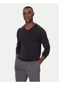 TOMMY HILFIGER - Tommy Hilfiger Sweter MW0MW42249 Czarny Regular Fit. Kolor: czarny. Materiał: bawełna