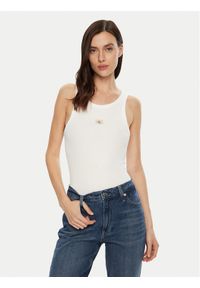 Calvin Klein Jeans Top J20J224762 Biały Slim Fit. Kolor: biały. Materiał: bawełna