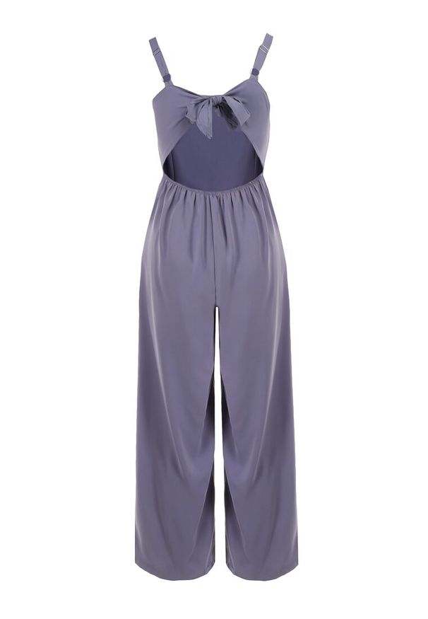 Born2be - Niebieski Kombinezon Damyle. Kolor: niebieski. Materiał: tkanina. Długość rękawa: na ramiączkach. Długość: długie. Wzór: gładki, jednolity