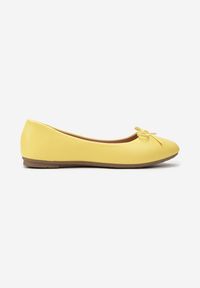 Renee - Żółte Balerinki Bistria. Nosek buta: okrągły. Kolor: żółty. Sezon: lato. Obcas: na obcasie. Wysokość obcasa: niski